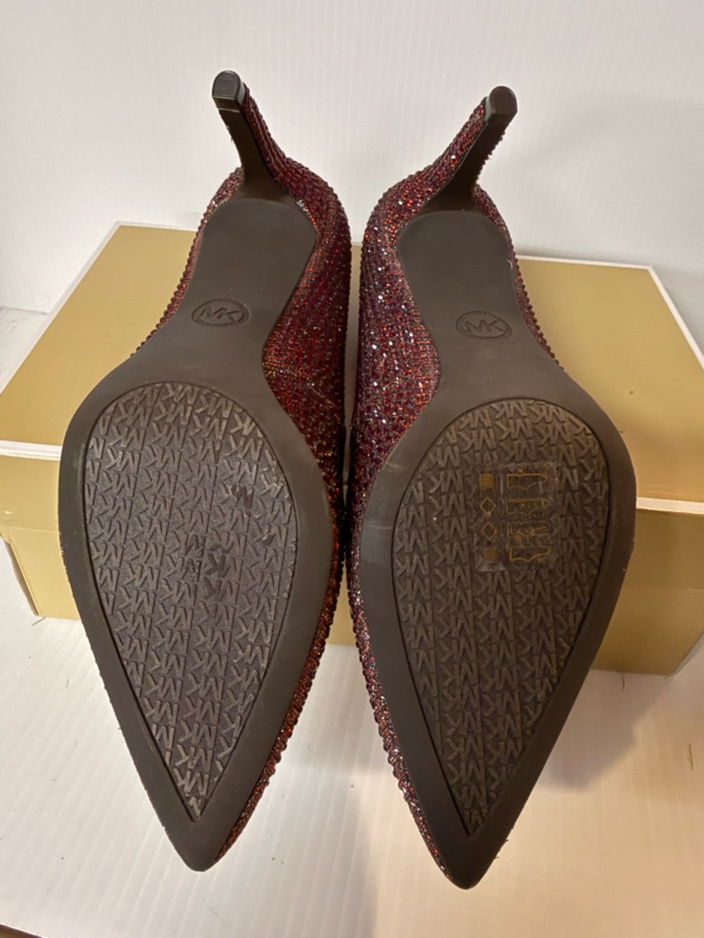 Michael Kors Burgundy Crystal Pointed Toe Pumps - Picture 6 of 6